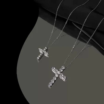Колье у2к стиль многослойное двойной крест серебристое one size (CRX25)