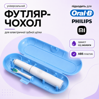 Дорожній футляр для електричної зубної щітки Oral-B / Philips / Xiaomi та насадок, ABS-пластик, блакитний