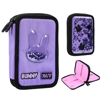 Пенал школьный YES, 2 отделения, Shiny Bunny, Фиолетовый, (533708)