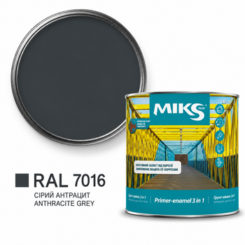Грунт-емаль 3в1 MIKS Color Сірий антрацит (RAL 7016) 2.3кг