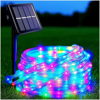 Гирлянда светодиодная 10м 100LED разноцветная на солнечной батарее для улицы