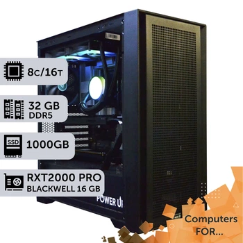 Комп'ютер Power Up #28 для REVIT/Ryzen 7 9700х/32 GB/SSD 1TB/NVIDIA Quadro RTX PRO 2000B 16GB для проектування та інженерії оптимізовано для роботи з CAD-програмами призначеними для 2D та 3D-проектування