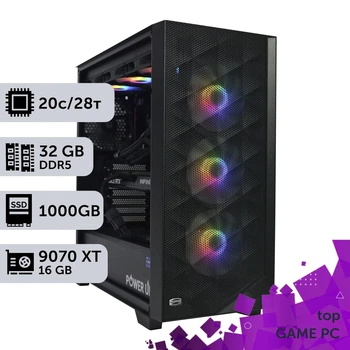 Игровой компьютер GamePC TOP #622 Core i7 14700K/32 GB/SSD 1TB/Radeon RX 9070 XT 16GB сборка для киберспорта современных игр стрима