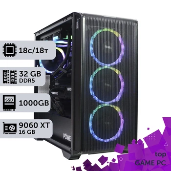 Игровой компьютер GamePC TOP #624 Core Ultra 5 250KF PLUS/32 GB/SSD 1TB/Radeon RX 9060 XT 16GB сборка для киберспорта современных игр стрима