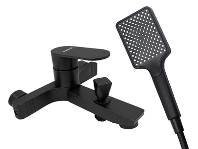 Cмеситель для ванны однорычажный с коротким изливом MILLZ черный металл MRS-AL-F2(Black)