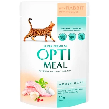 Корм для кошек Optimeal Кролик в белом соусе, пауч 85 г - 696957