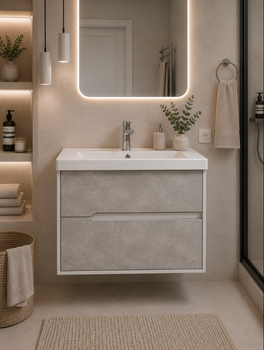 Тумба підвісна Vivia Loft Ш2 60 см, бетон, з умивальником Cers 60