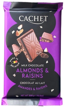 Молочный шоколад Cachet ALMONDS & RAISINS с миндалем и изюмом 300г