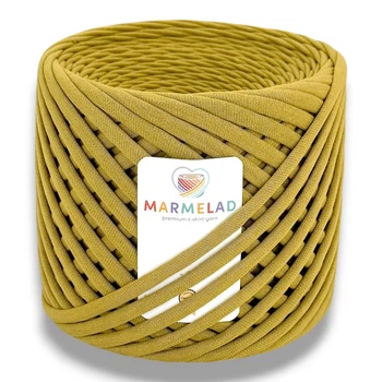 Трикотажная пряжа Мармелад 7-9 мм 50 м (полмоточка) Mustard Горчица