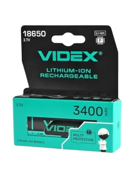 Акумулятор Li-Ion 3.7V 18650 Videx 3400 mAh з захистом
