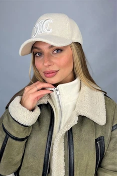 Жіноча зимова бейсболка Бежевий з білим Braxton"Lace"з вишивкою