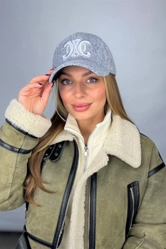 Жіноча зимова бейсболка Сірий Braxton"Lace"з вишивкою