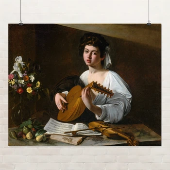 Постер Лютнист, Караваджо, Caravaggio, интерьерный декор, A3 30×37 см (id7009)