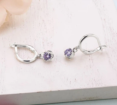 Серьги серебряные с подвесками Цефеида Lavender 925 Zirkon