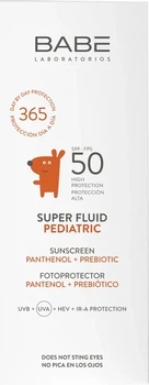 Дитячий сонцезахисний супер флюїд SPF 50 з Пантенолом і Пребіотиком BABE Laboratorios Pediatric 50 мл