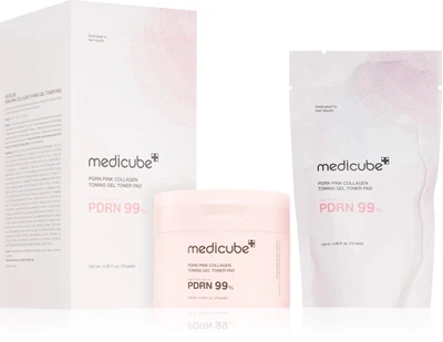 Тонізуючі гелеві педи з полінуклетидами та колагеном Medicube PDRN Pink Collagen Toning Gel Toner Pad 70шт