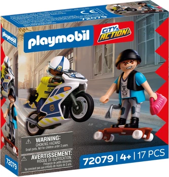 Набір іграшок Playmobil City Action Погоня на мотоциклі 17 деталей 72079 (4008789720795)