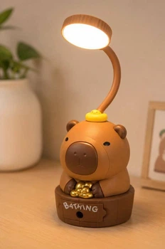 Ночник настольная лампа 2 в 1 Капибара LED USB гибкая детская коричневая (CAP01)