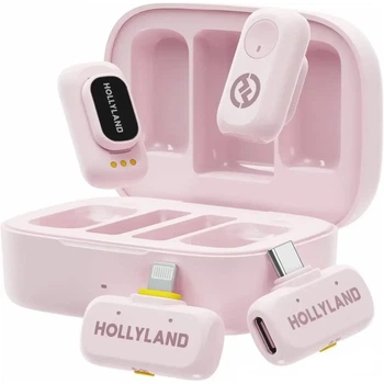 Микрофонная радиосистема Hollyland Lark A1 Combo 2TX + RX/Lightning + RX/USB-C Pink [169623]