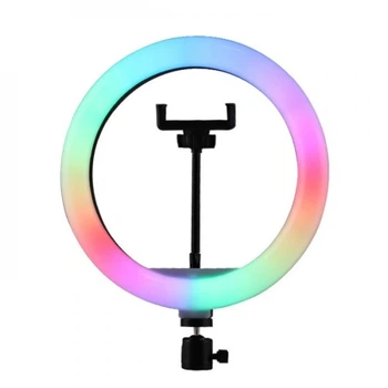 Кільцева світлодіодна лампа для селфі RGB мультіколор для фото та відеозйомки 33 см