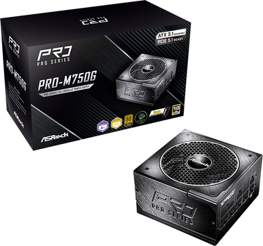 Блок живлення  ASRock PRO-M750G 750W 80 PLUS Gold Black (PRO-M750G)