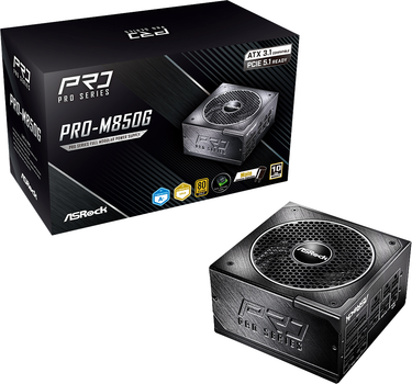 Блок живлення  ASRock PRO-M850G 850W 80 PLUS Gold Black (PRO-M850G)