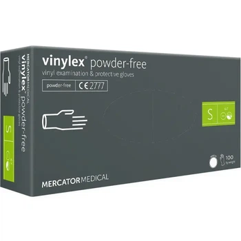 Mercator Перчатки виниловые неопудренные прозрачные Vinylex Powder Free S 100 шт