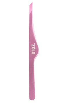 Пинцет профессиональный для бровей Zola Light Pink, скошенный