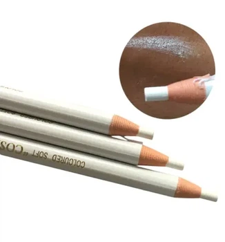 Карандаш для разметки бровей, цвет белый WHITE (самозаточный), с нитью