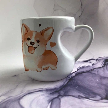 Чашка керамическая сердце с КОРГИ