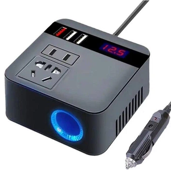 Автомобильный адаптер в прикуриватель 12/24V с USB портами и цифровым дисплеем