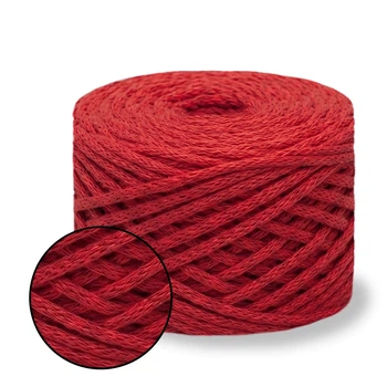 Бавовняний шнур для макраме 3 мм, червоний № 33, Candy-yarn — для плетіння, сумок, припинд та декору, 200 г/100 м