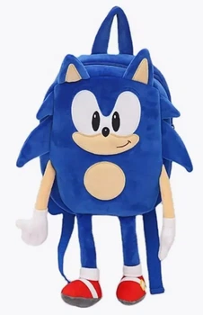 Рюкзак детский плюшевый ежик Соник из мультфильма Sonic для девочки для мальчика мягкая игрушка 40x7x24 синий (SVS)