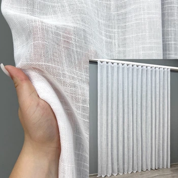 Тюль VR-Textil 2083т Льон щільний однотонний Білий 400х270 см (42-1296)