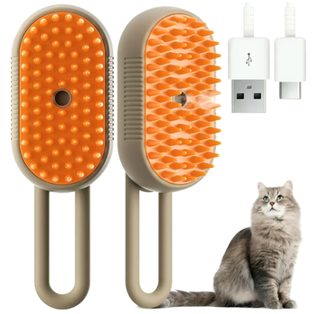 Парова щітка для догляду за шерстю собак і котів із функцією пари USB заряджання жовтогаряча LS-918