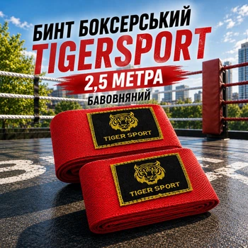 Бинт боксерський TIGER SPORT 2,5 метри бавовна 151573