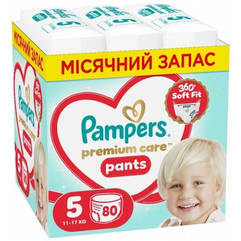 Подгузники Pampers Premium Care Pants Розмір 5 (11-17 кг) 80 шт (8006530320153) (22881)