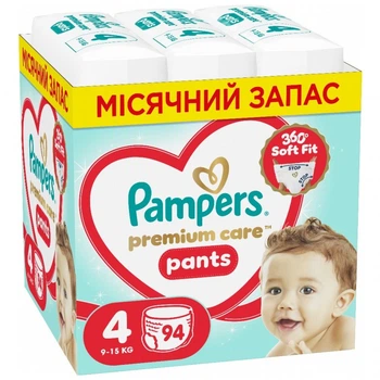 Подгузники Pampers Premium Care Pants Розмір 4 (9-15 кг) 94 шт (8006530320160) (22882)
