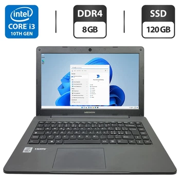 Ноутбук Medion Akoya E14409 / 14" (1366x768) TN / Intel Core i3-1005G1 (2 (4) ядра по 1.2 - 3.4 GHz) / 8 GB DDR4 / 120 GB SSD / Intel UHD Graphics / WebCam / Коробка б/в