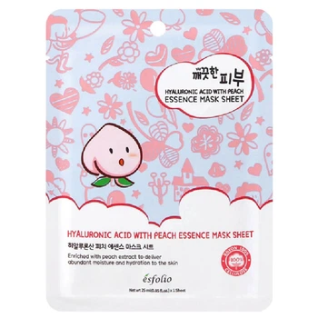 Маска для обличчя тканинна Esfolio Pure Skin з гіалуроновою кислотою, персиковою есенцією, 25 мл - 727947