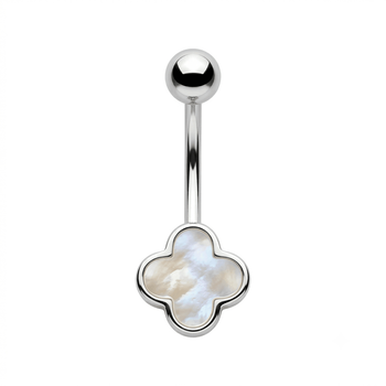 Срібний пірсинг «Clover Mother-of-Pearl Sparkle»
