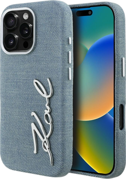 Etui plecki Karl Lagerfeld FW Jeans Signature Logo do Apple iPhone 16 Pro Max Blue (KLHCP16XPJFMSVB)