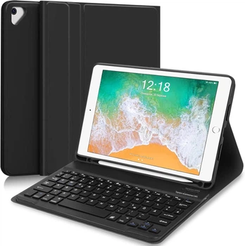 Клавиатурный чехол для iPad 9.7 (2018 и 2017), iPad Air 1/2, магнитный беспроводной QWERTZ с держателем для