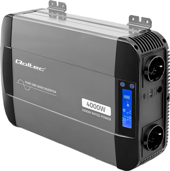 Преобразователь напряжения Qoltec Pure Sine Wave 12V/230V 2000/4000W LCD USB / USB-C (5901878526911)