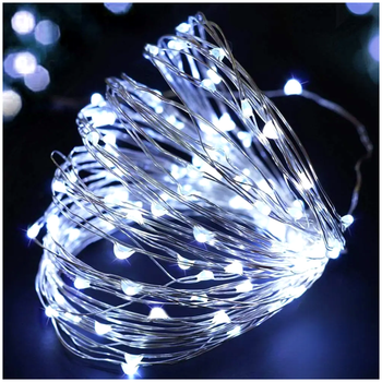 Гирлянда светодиодная 20м 200 LED USB для елки с пультом 8 режимов холодный белый LS-1244