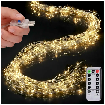 Гирлянда светодиодная 5м 1000LED USB для декора 20 нитей теплый белый LS-2556