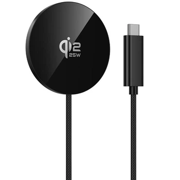 Зарядний бездротовий пристрій Hoco CW63 Pro Qi/Qi2 Magnetic MagSafe 25W 1.2М швидка зарядка для смартфона, бездротових навушників Чорний