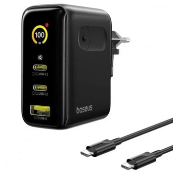Мережевий зарядний пристрій Baseus PicoGo AE21 100W + Кабель Type-C to Type-C 100W 1.5m Black (E0121B00)