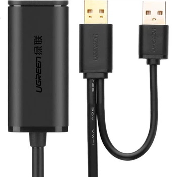 Подовжувач UGREEN 20214 USB 2.0 «тато-мама» з підсилювачем сигналу та живленням, 10 м