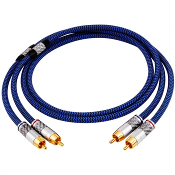 Кабель YYTCG G2 2xRCA - 2xRCA, монокристаллическая медь 6N, 1 м, Black/Blue